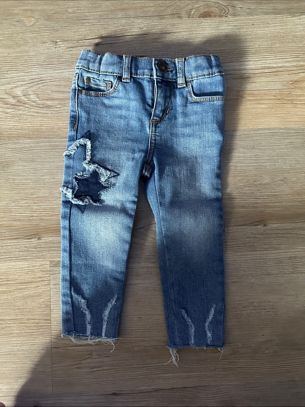 18M Distressed Star Patch Skinny Jeans - Light Blue Denim